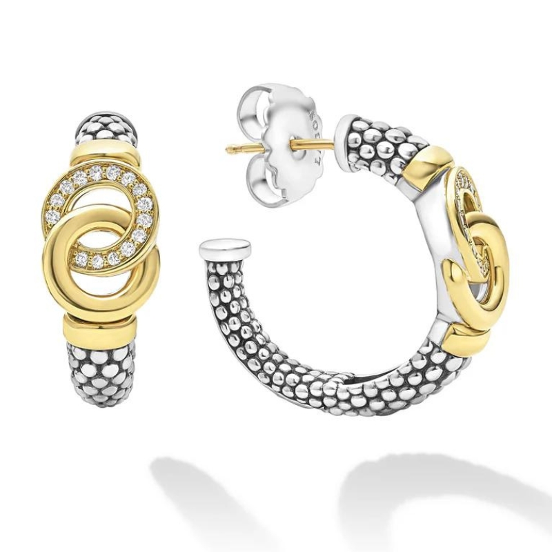 LAGOS Signature Caviar Interlocking Diamond Hoops