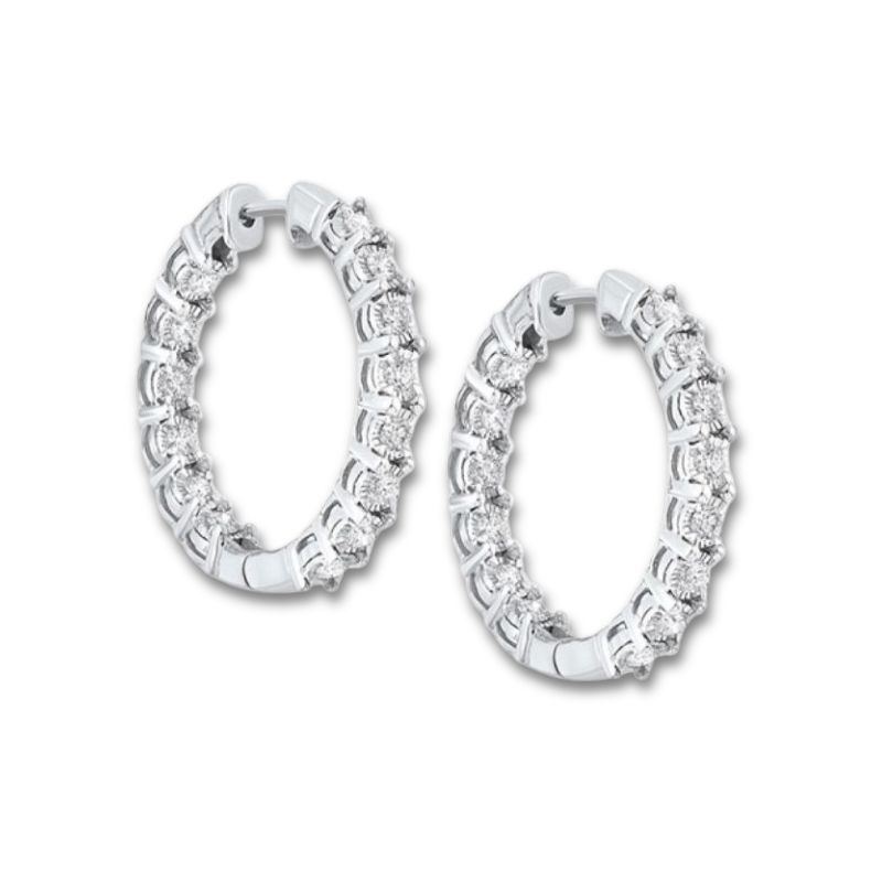 Tru Reflection Inside Out Diamond Hoop Earrings