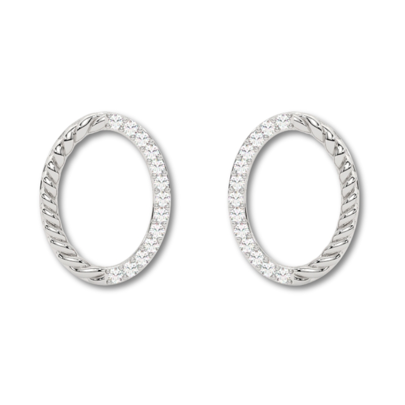 Diamond Open Oval Earrings