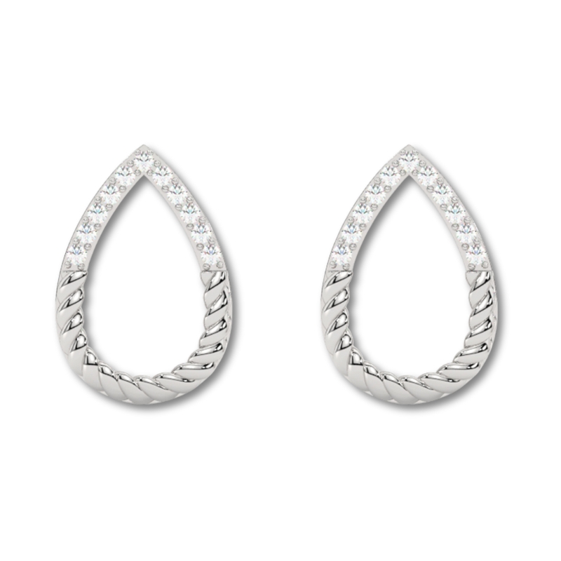 Half Diamond Open Tear Drop Earrings