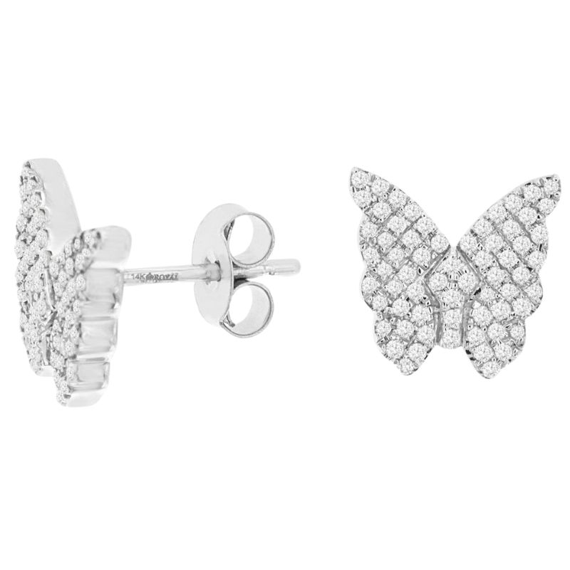 Diamond Butterfly Stud Earrings