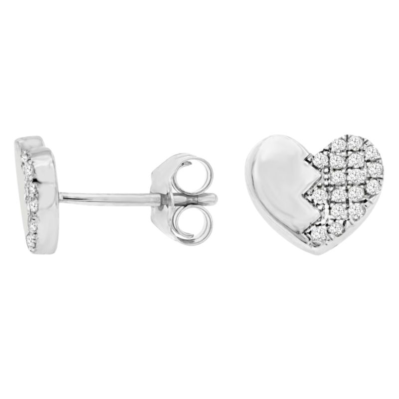 Diamond Heart Stud Earrings