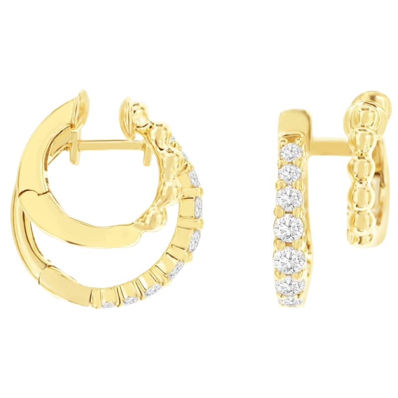 Graduated Diamond & Gold Double Hoop Earrings