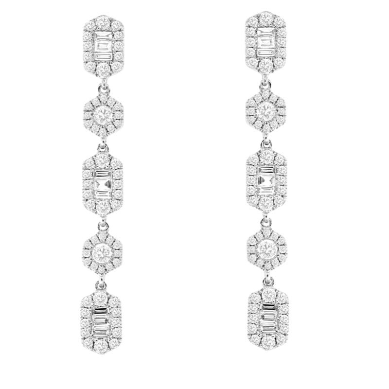 5 Drop Diamond Dangle Earrings