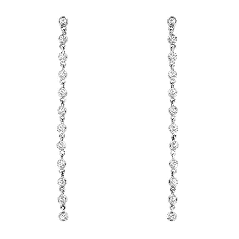 12 Diamond Bezel Set Dangle Earrings