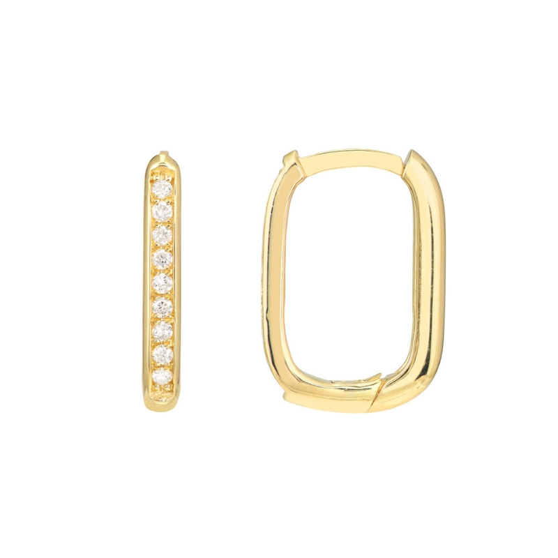 Square Diamond Hoop Earrings