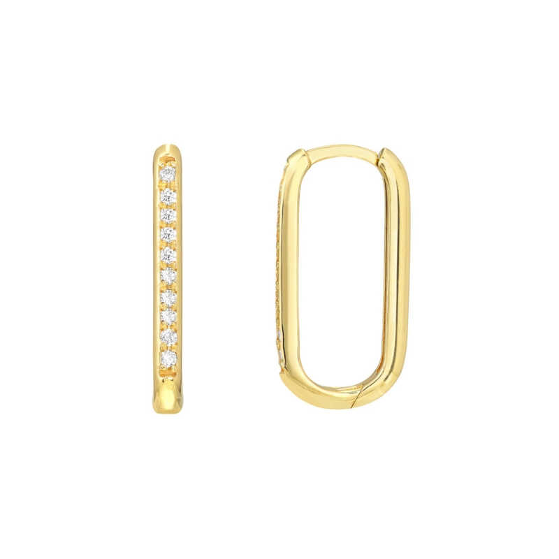 Square Diamond Hoop Earrings