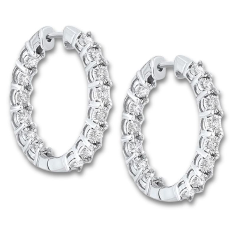 Tru Reflection Inside Out Diamond Hoop Earrings