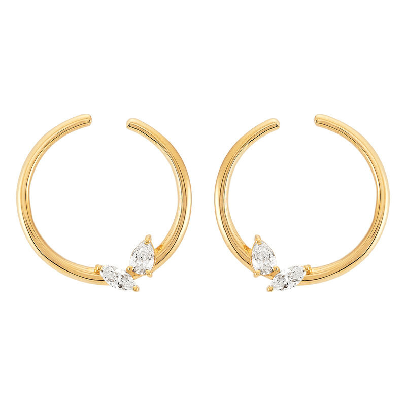 Open Circle Diamond Stud Earrings