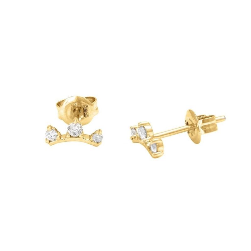 Diamond Studded Climber Stud Earrings