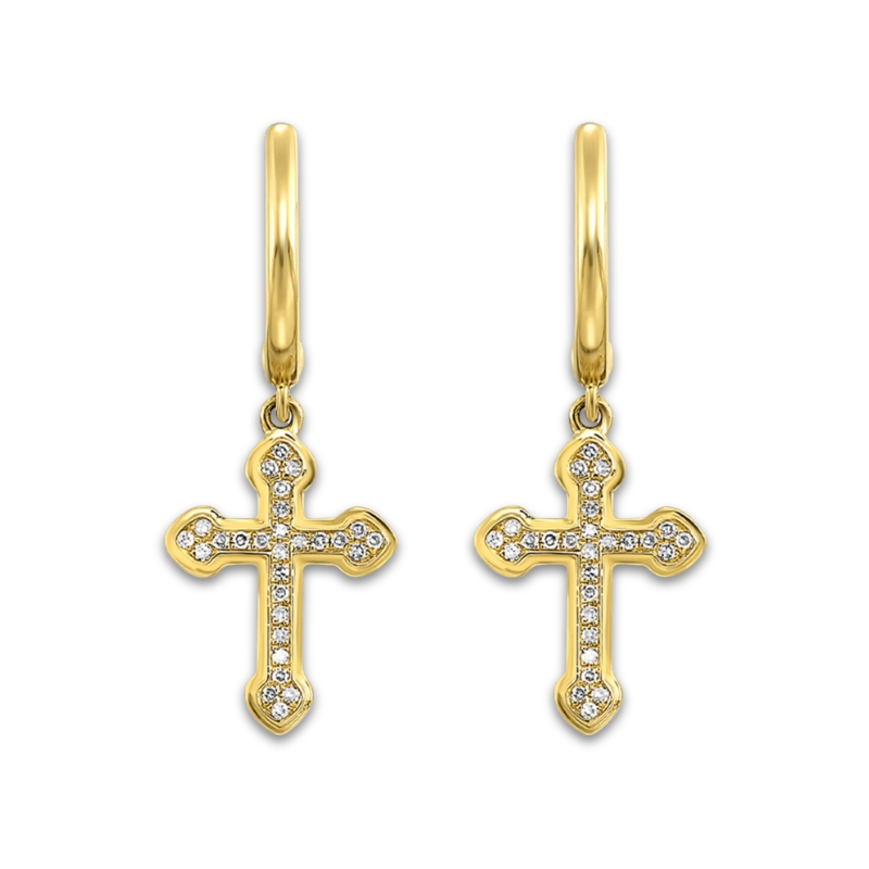 Diamond Cross Hoop Earrings