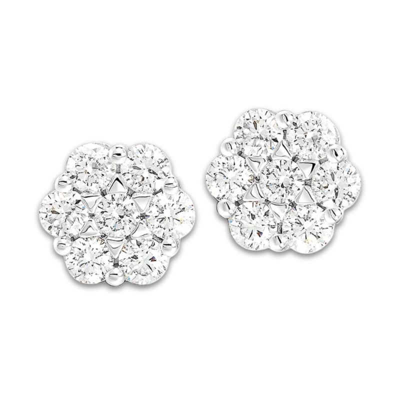 Diamond Cluster Stud Earrings