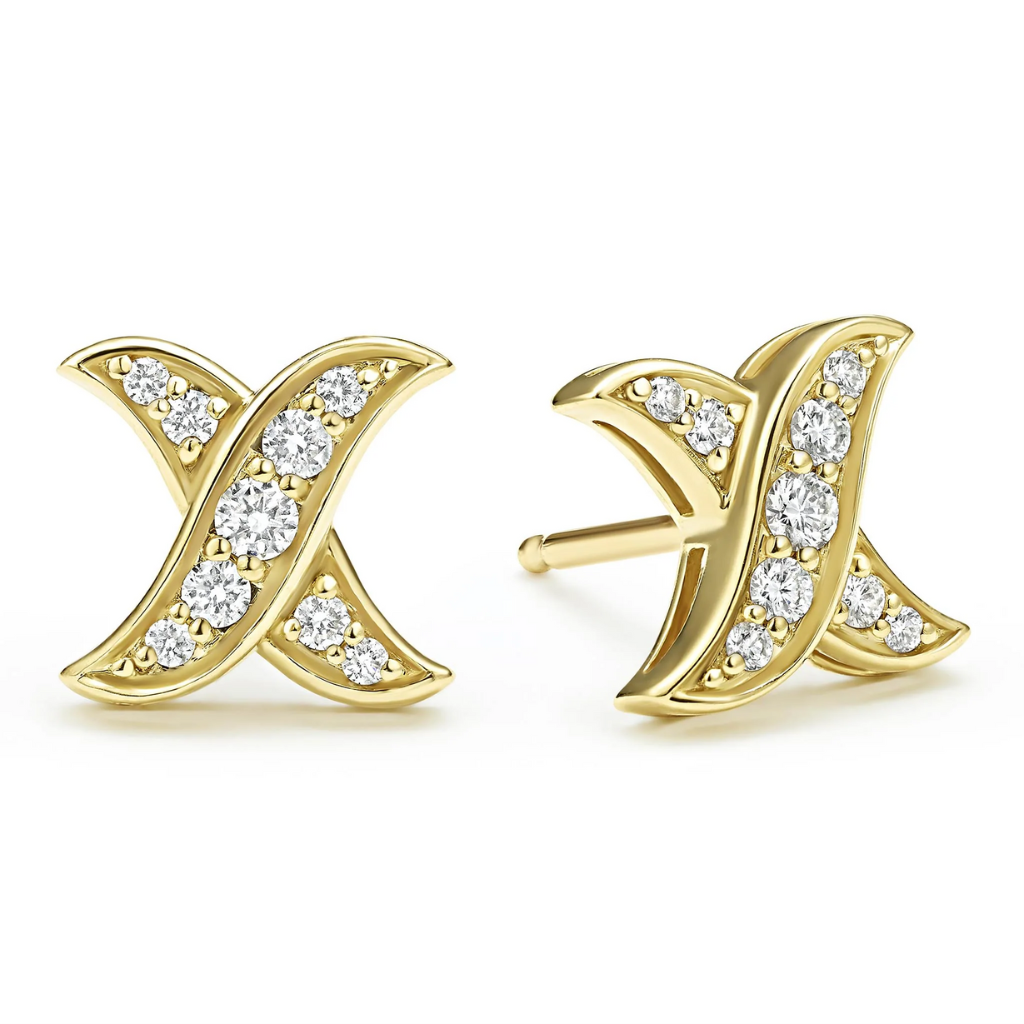 18K Embrace X Diamond Stud Earrings .16ctw G-H/SI