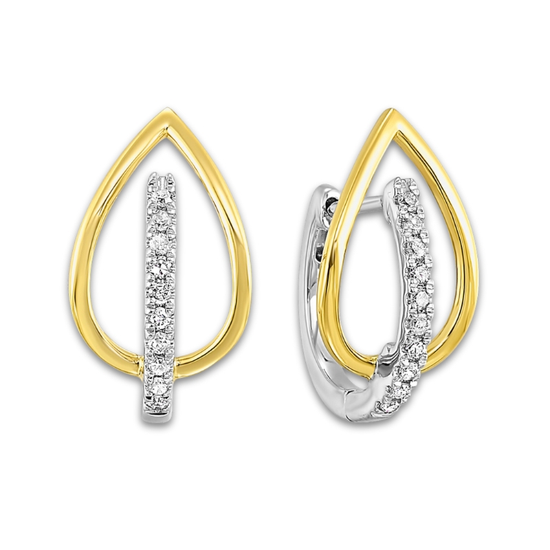 Two-Tone Diamond Hoop Earrings