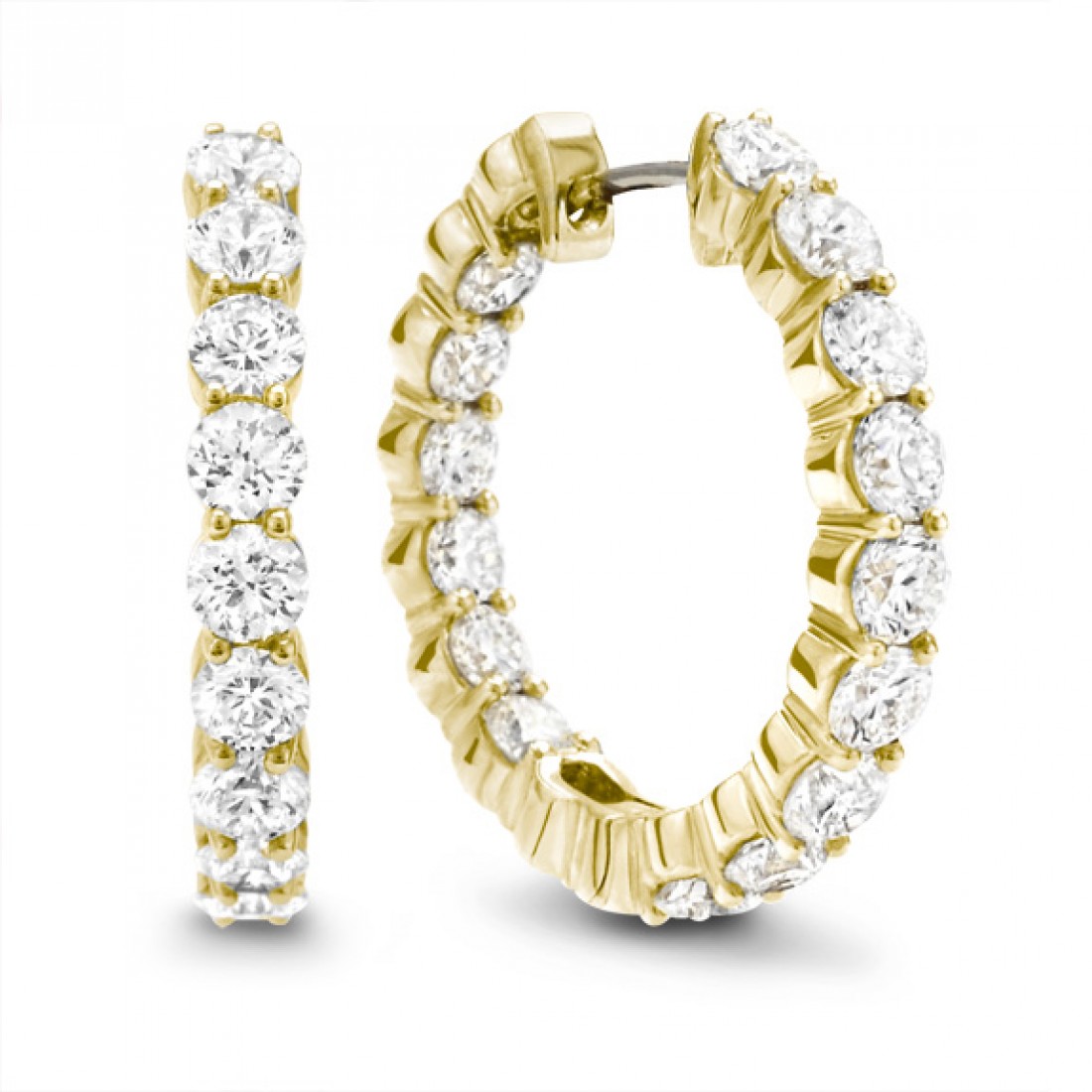 Inside Out Diamond Oval Hoop Earrings