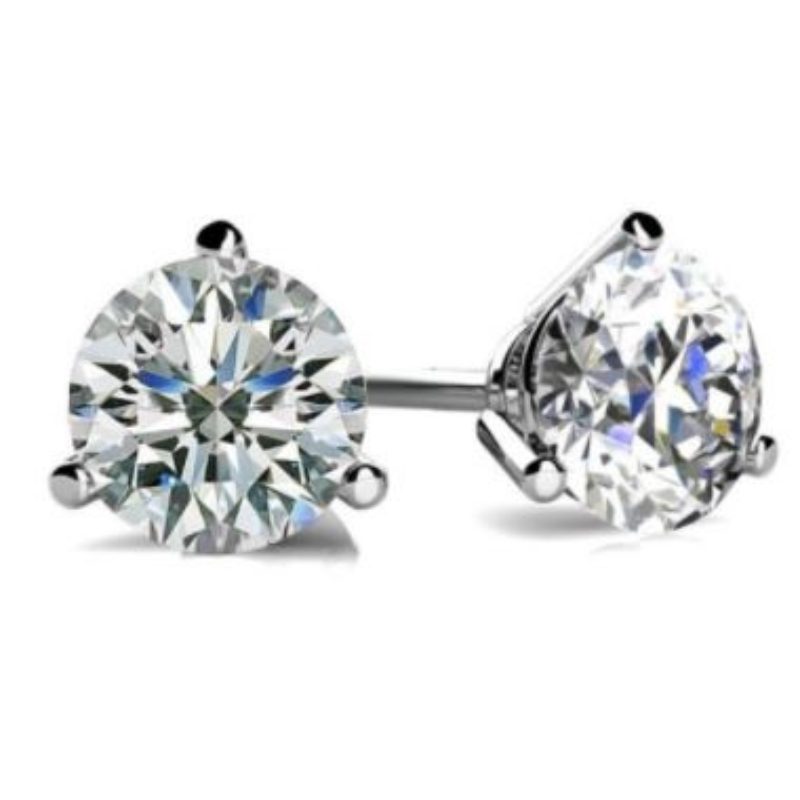 3 Prong Diamond Studs 1.42ctw