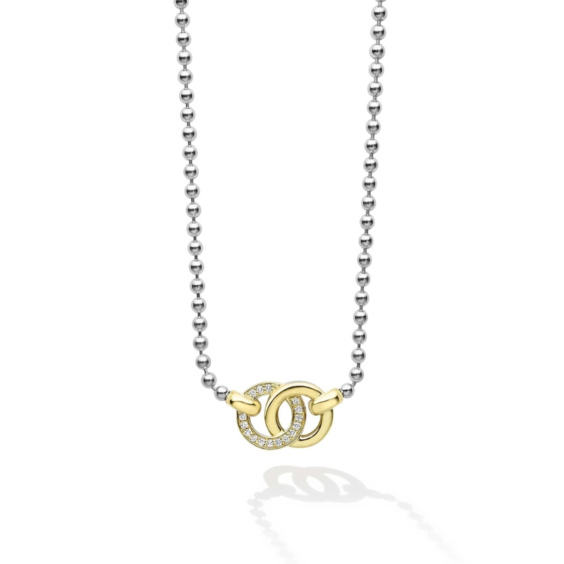 LAGOS Two Tone Interlocking Diamond Pendant Necklace