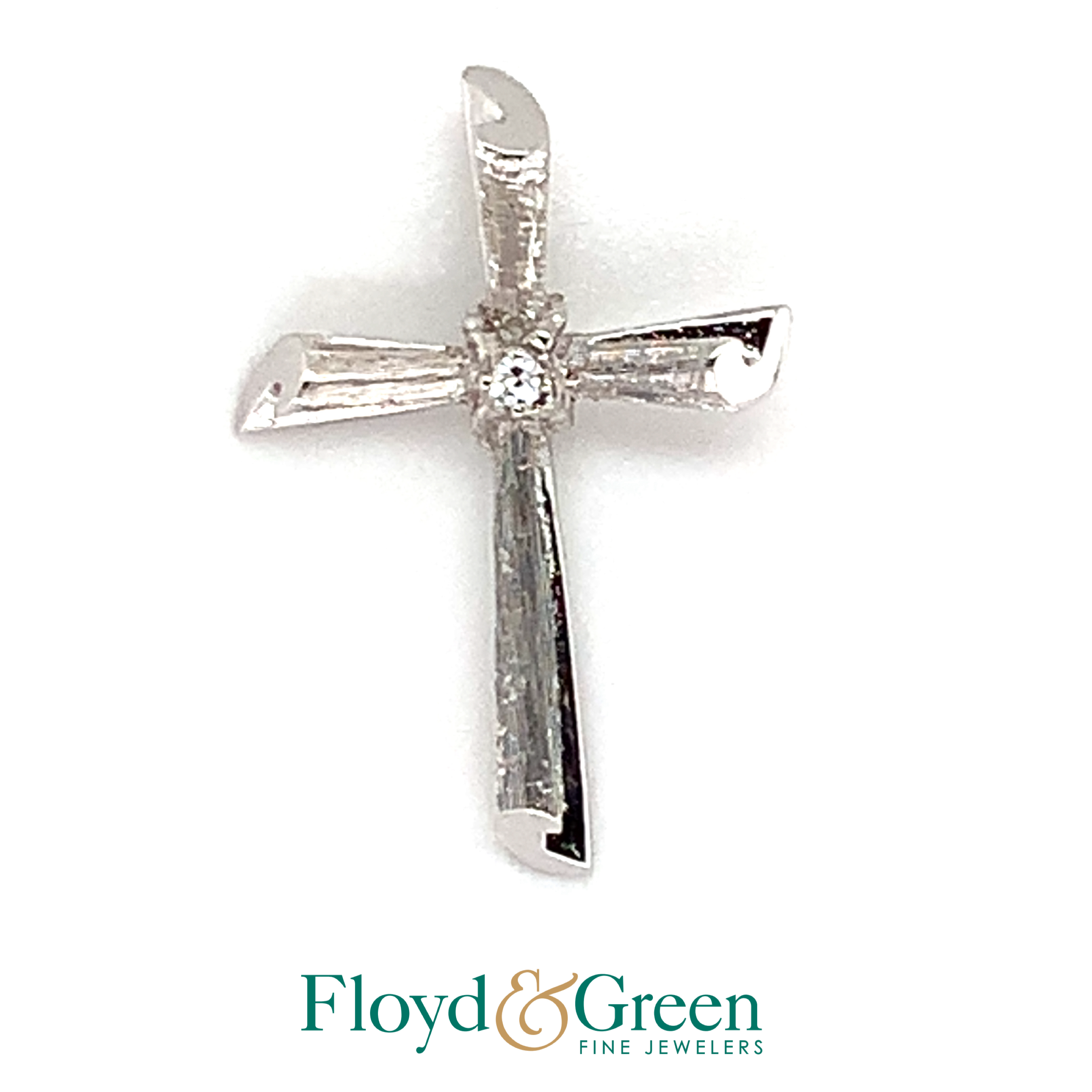 14KW Cross with Diamond Solitaire, 1.5g
