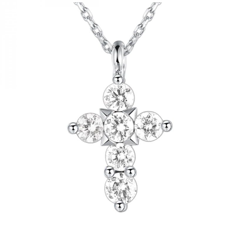 Small Diamond Cross Pendant Necklace