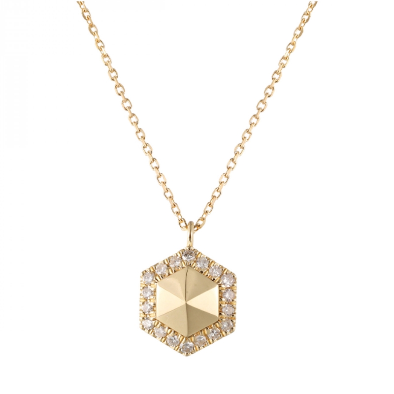 Diamond Halo Pyramid Pendant Necklace