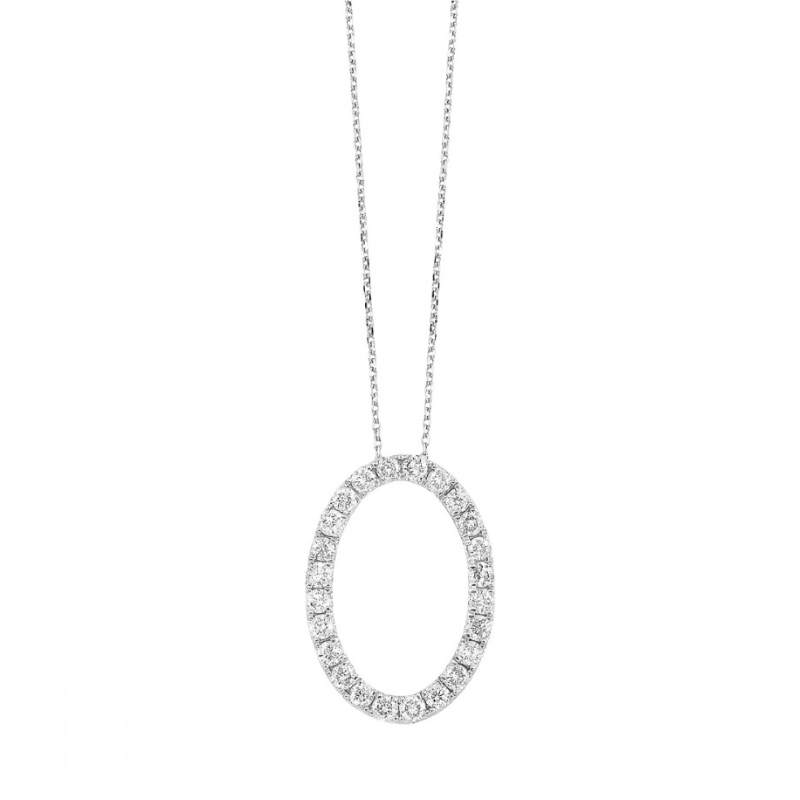 Diamond Oval Pendant Necklace