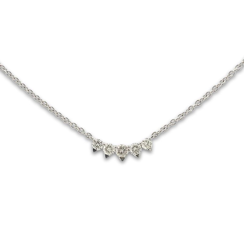 Graduated 5 Stone Diamond Pendant Necklace