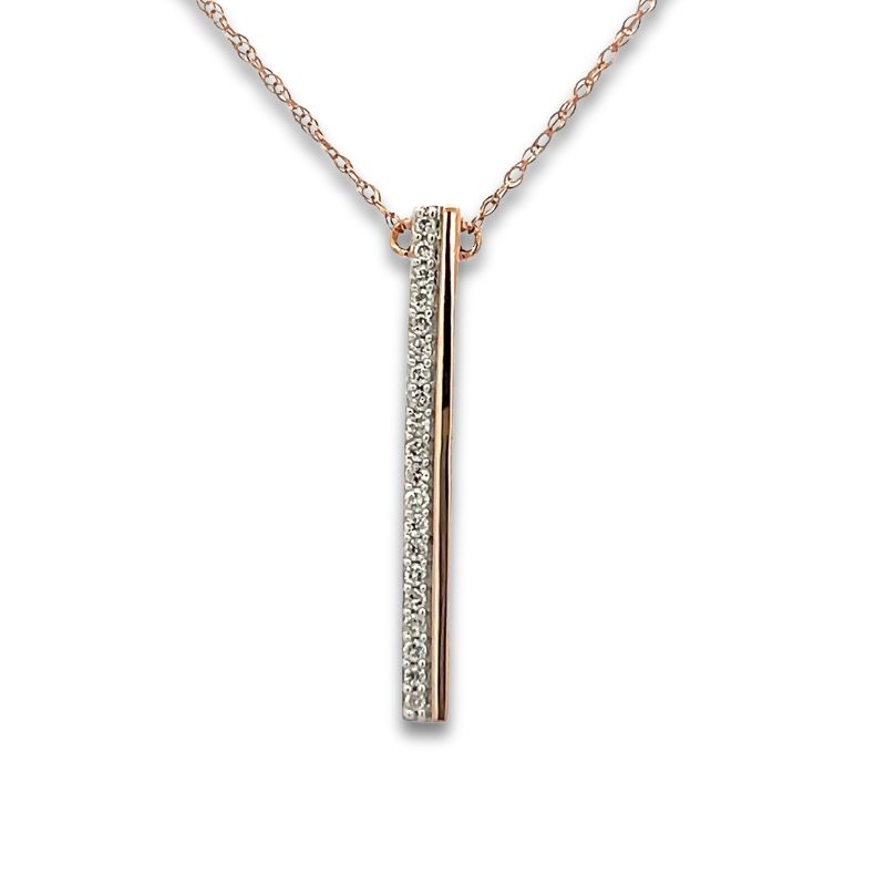 Vertical Diamond Bar Pendant Necklace