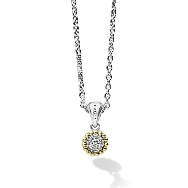 LAGOS Caviar Lux Two-Tone Diamond Pendant Necklace