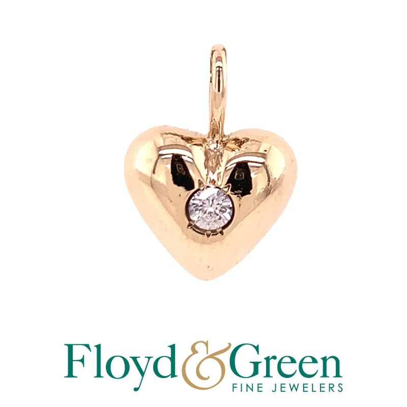 Diamond Solitaire Heart Pendant Necklace