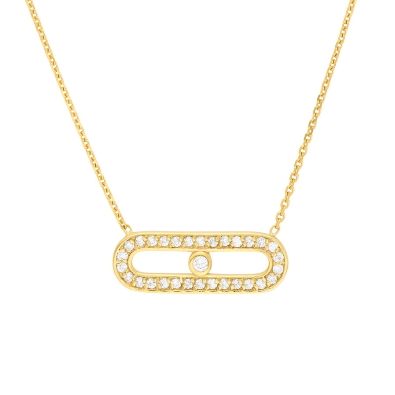 Diamond Paperclip Link Necklace