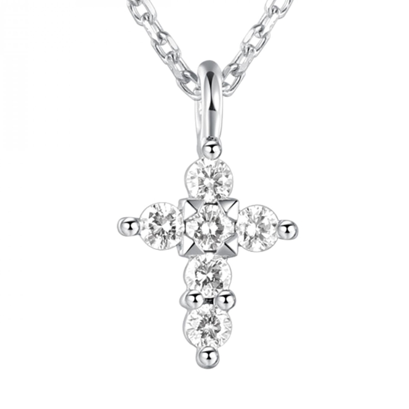 Mini Diamond Cross Pendant Necklace