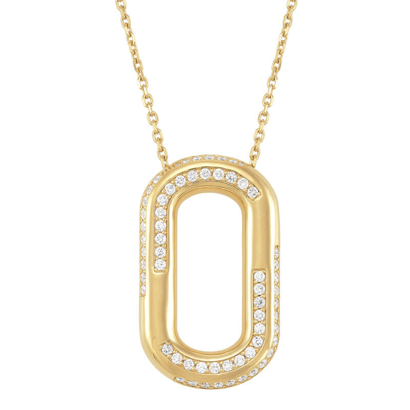 Diamond Paperclip Pendant Necklace