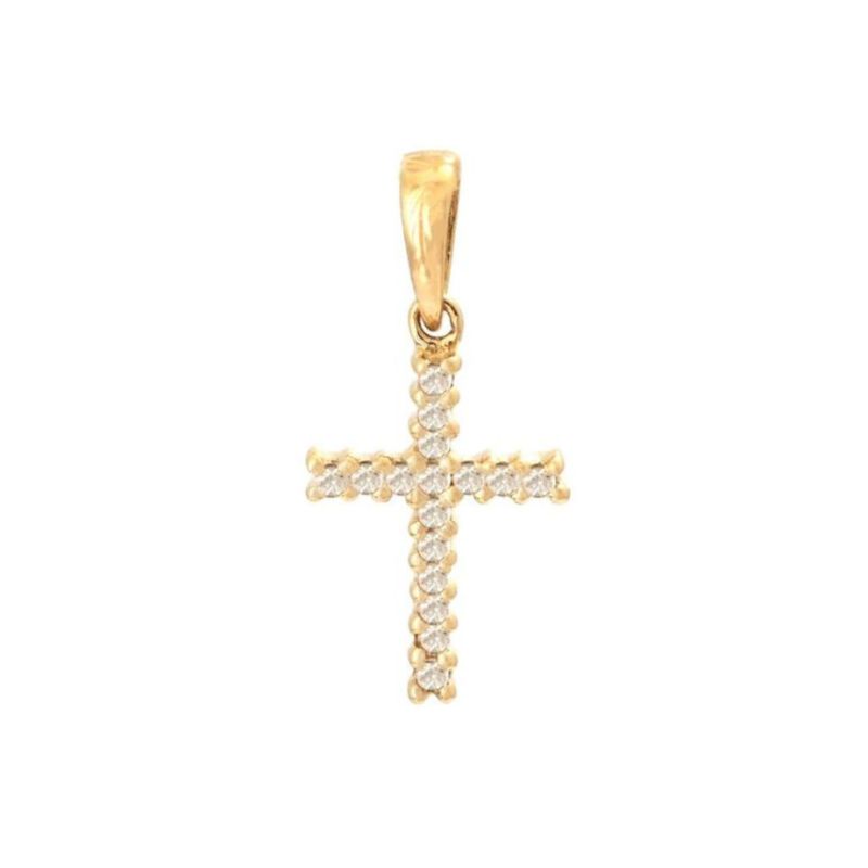 14KY Petite Diamond Cross Pendant .07ctw