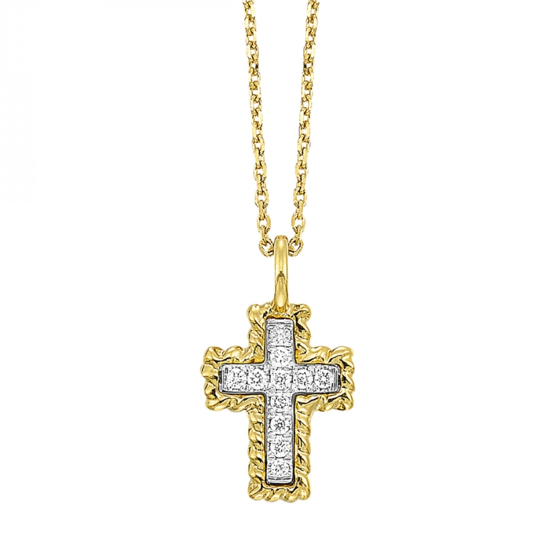 Diamond Cross Rope Pendant Necklace