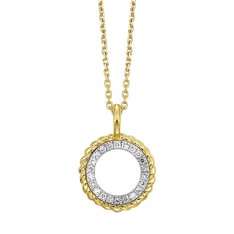 Diamond Circle Rope Pendant Necklace