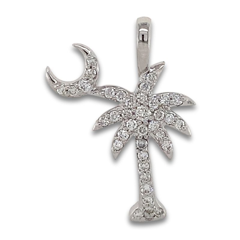 Diamond Palmetto Tree & Moon Pendant