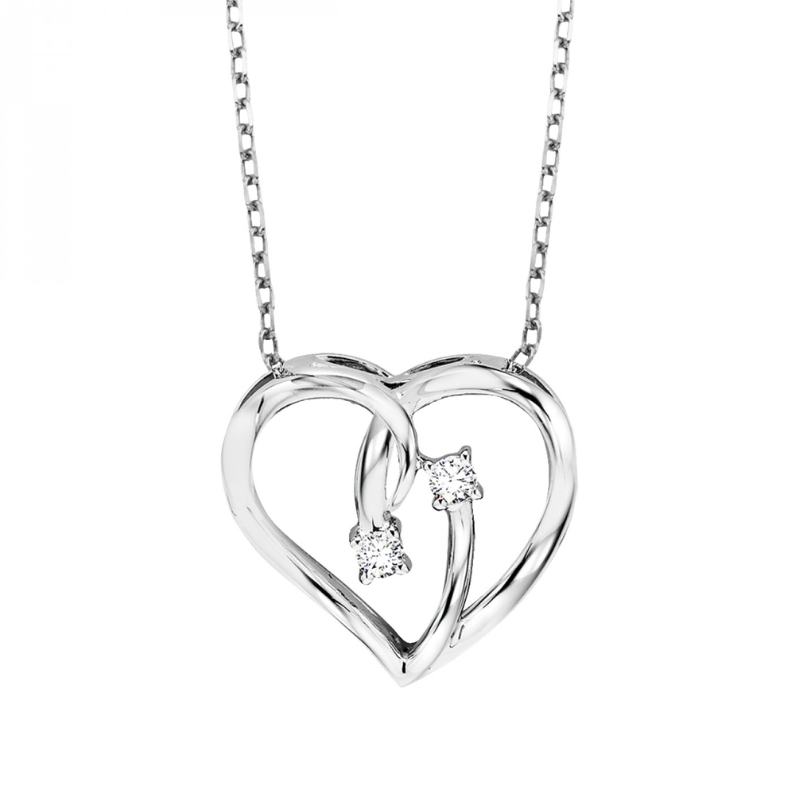 Silver Diamond Heart Pendant Necklace