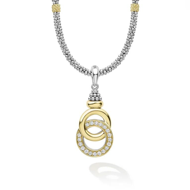 LAGOS Caviar Interlocking Diamond Pendant Necklace