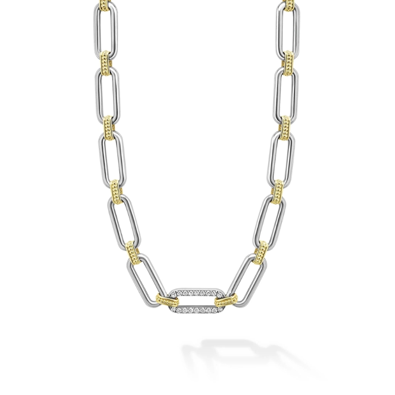 LAGOS Signature Caviar Diamond Single Link Necklace