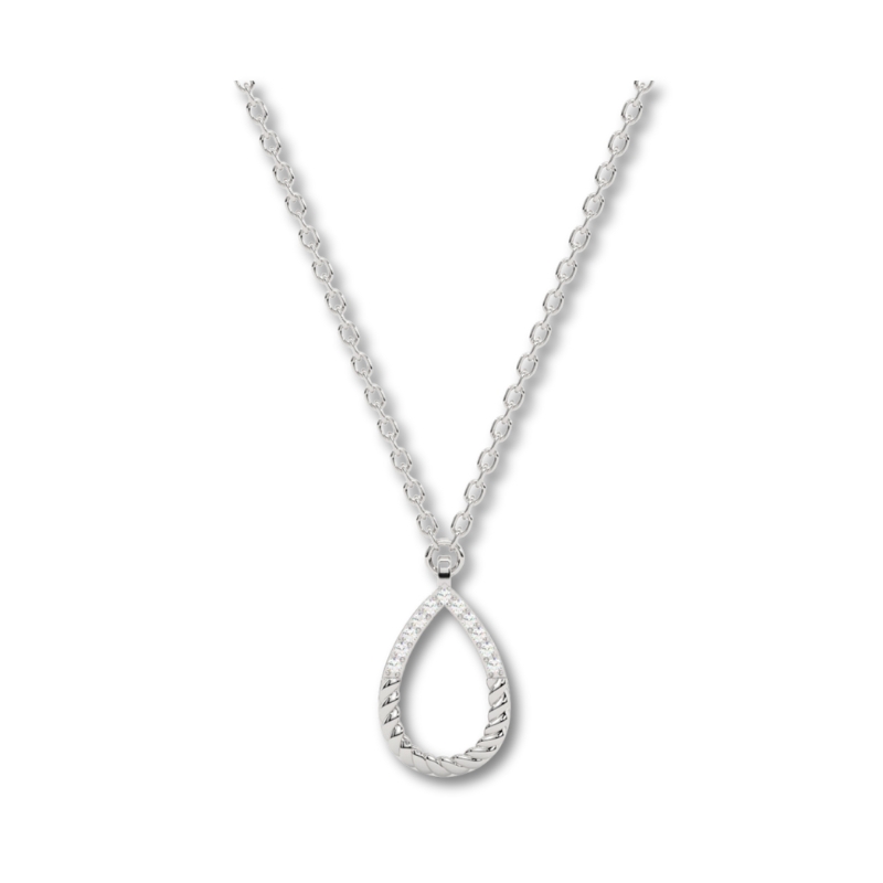 Half Diamond Teardrop Pendant Necklace