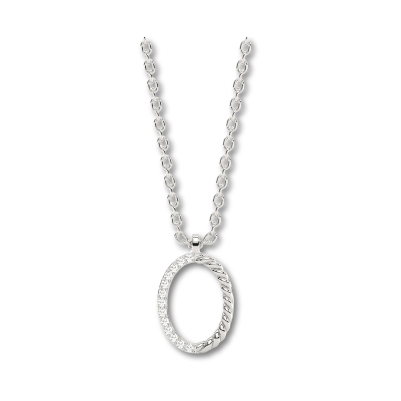 Half Diamond Oval Pendant Necklace