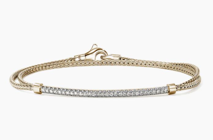 18KY JH Essential Pavé Wrap Bracelet, Gold, Diamonds, 1.8MM, Size Medium