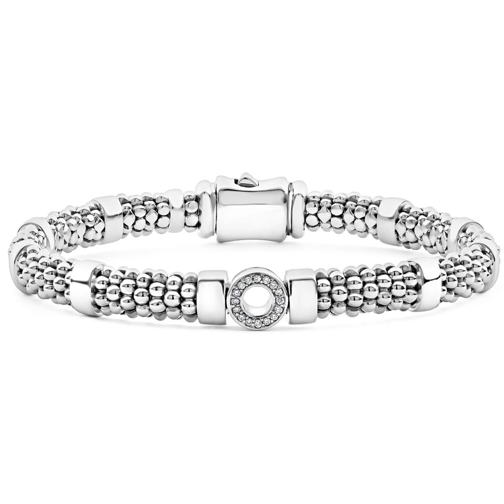 LAGOS: CAVIAR SPARK SMALL SINGLE STATION DIAMOND CIRCLE BRACELET