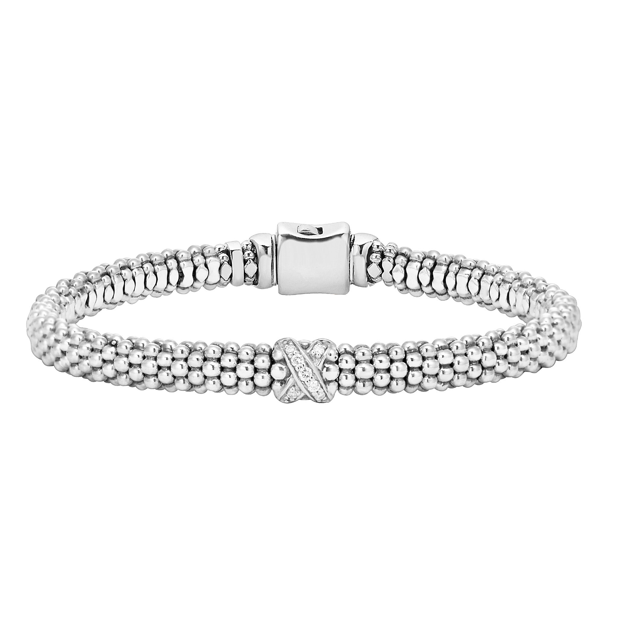 LAGOS: CAVIAR LUX SINGLE STATION X SILVER DIAMOND BRACELET