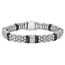 LAGOS: BLACK CAVIAR DOUBLE STATION DIAMOND CAVIAR BRACELET