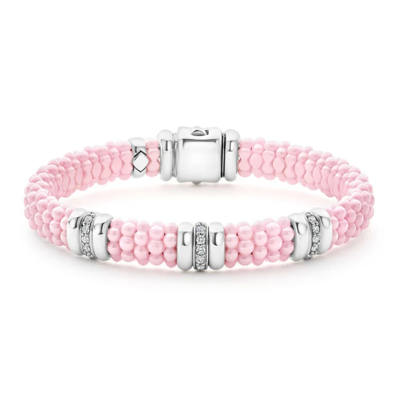 LAGOS Diamond Station Pink Caviar Bracelet