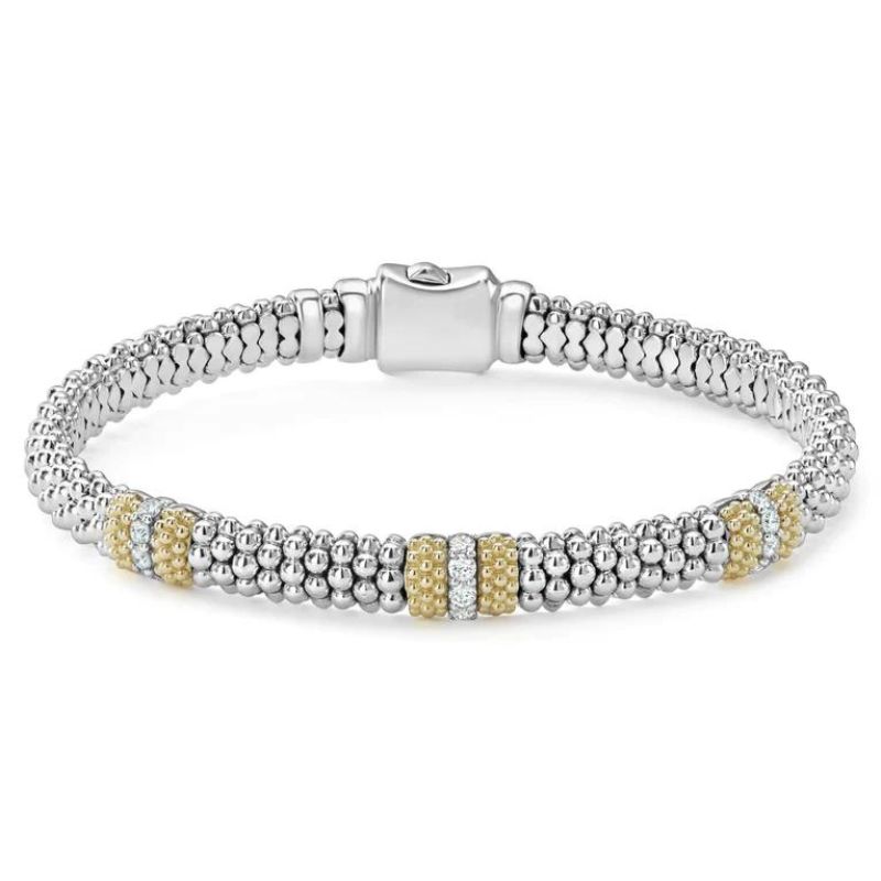 LAGOS Caviar Lux Three Station Diamond Caviar Bracelet