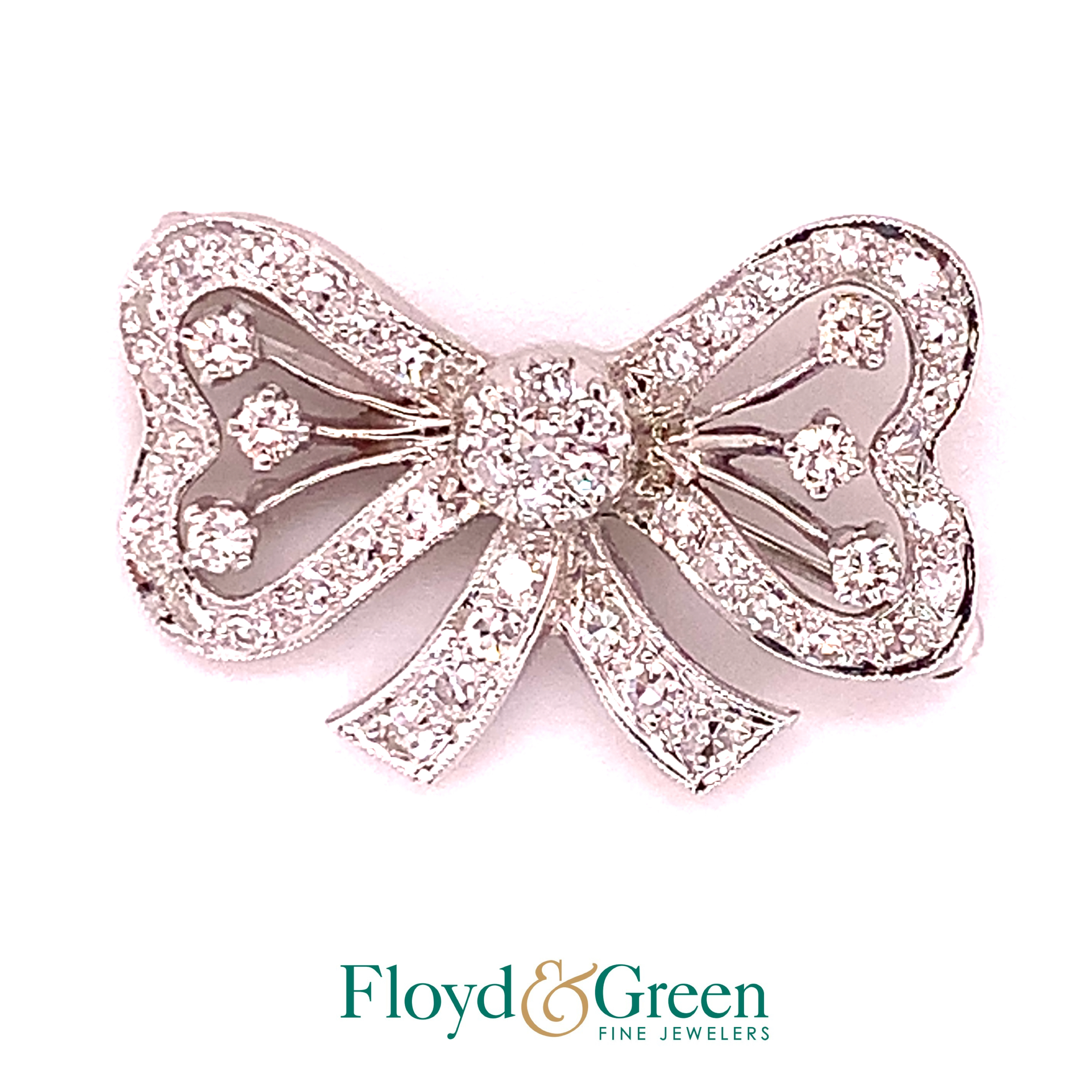 Diamond Bow Brooch