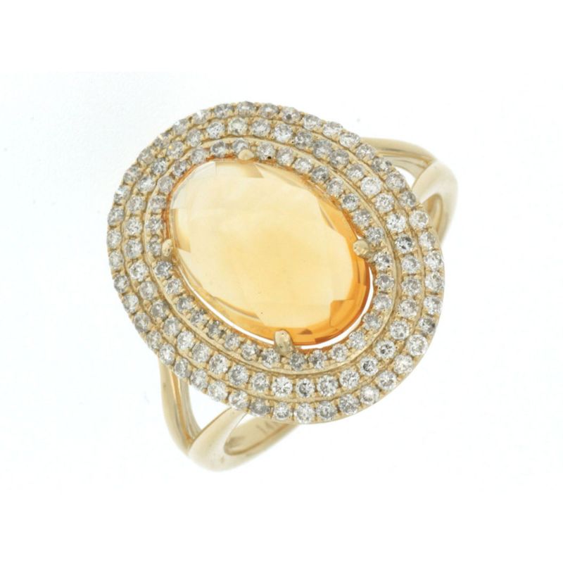 Citrine Triple Halo Ring