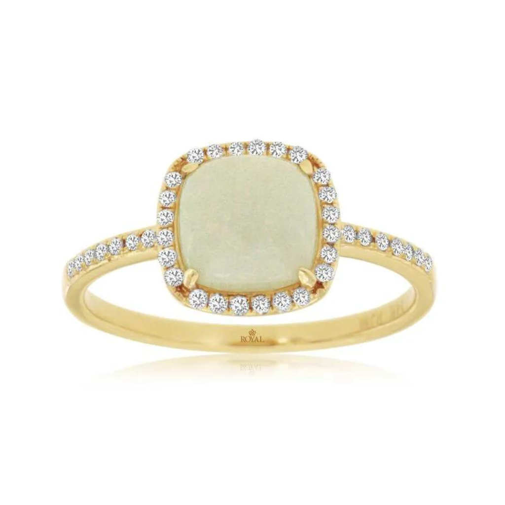 Opal & Diamond Halo Ring